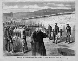 300x235 Execution Of Maximilian Mejia And Miramon At Queretaro Mexico - Firing Squad Painting