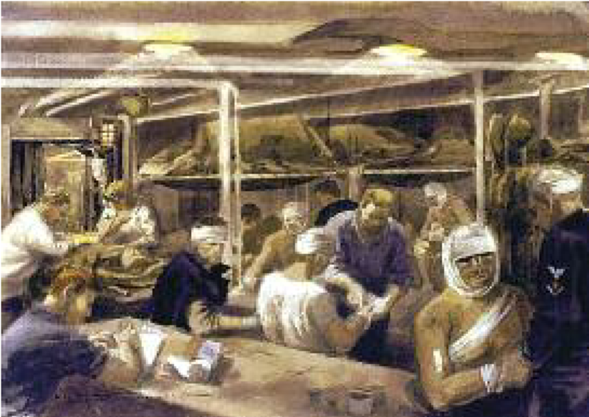 850x602 First Aid Station On The Beach Watercolour Painting By Mitchell - First Aid Painting