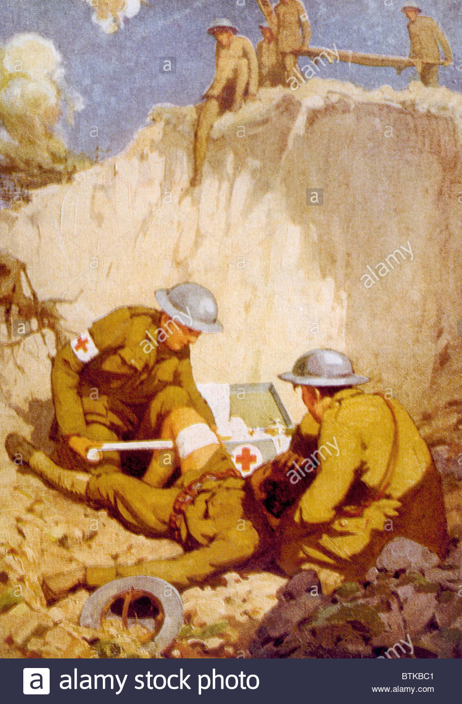 912x1390 World War I, Medics Giving First Aid On The Battlefield In France - First Aid Painting