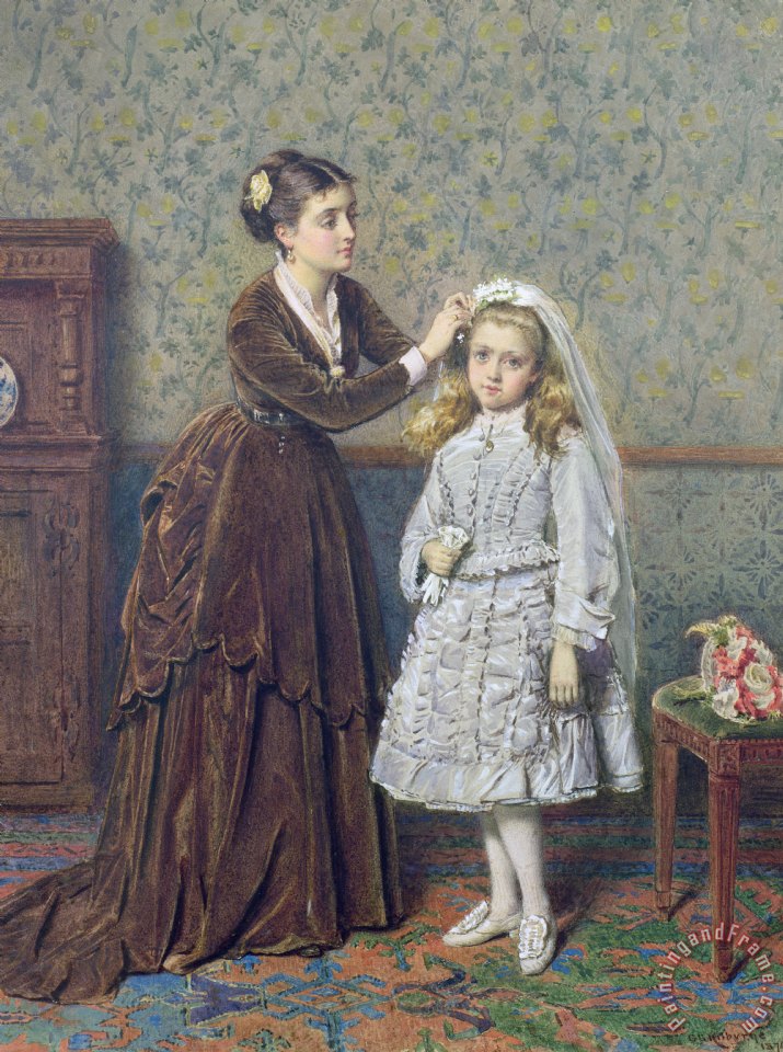 715x960 George Goodwin Kilburne Her First Communion Painting - First Communion Painting