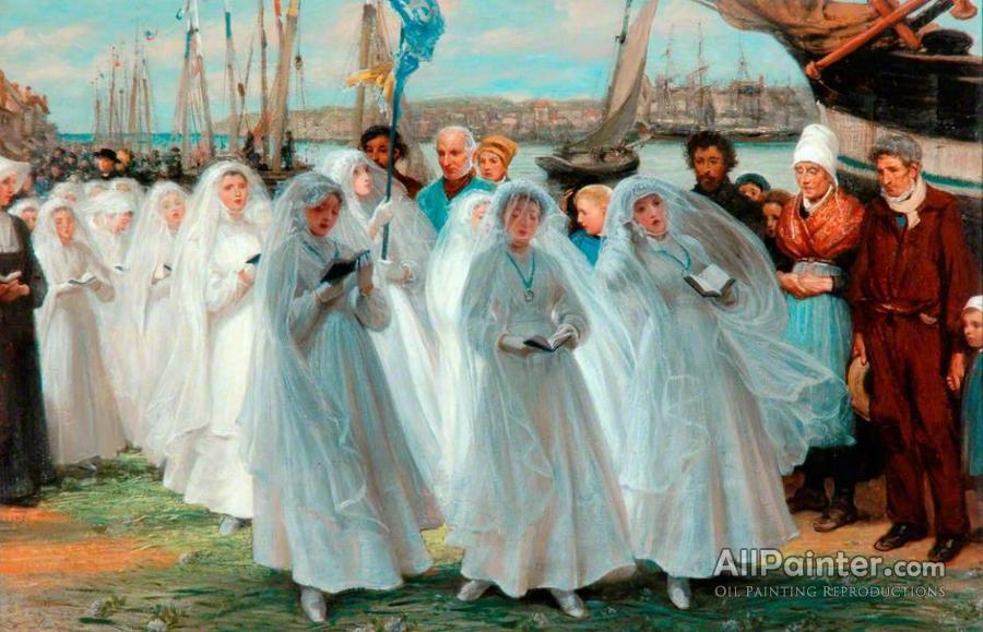 900x579 Phillip Richard Morris The First Communion, Dieppe Oil Painting - First Communion Painting