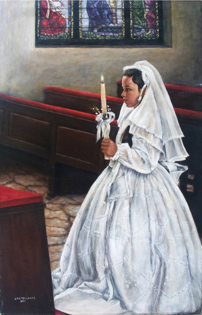 770x1201 Saatchi Art First Communion In Latin America Painting By Sylvia - First Communion Painting