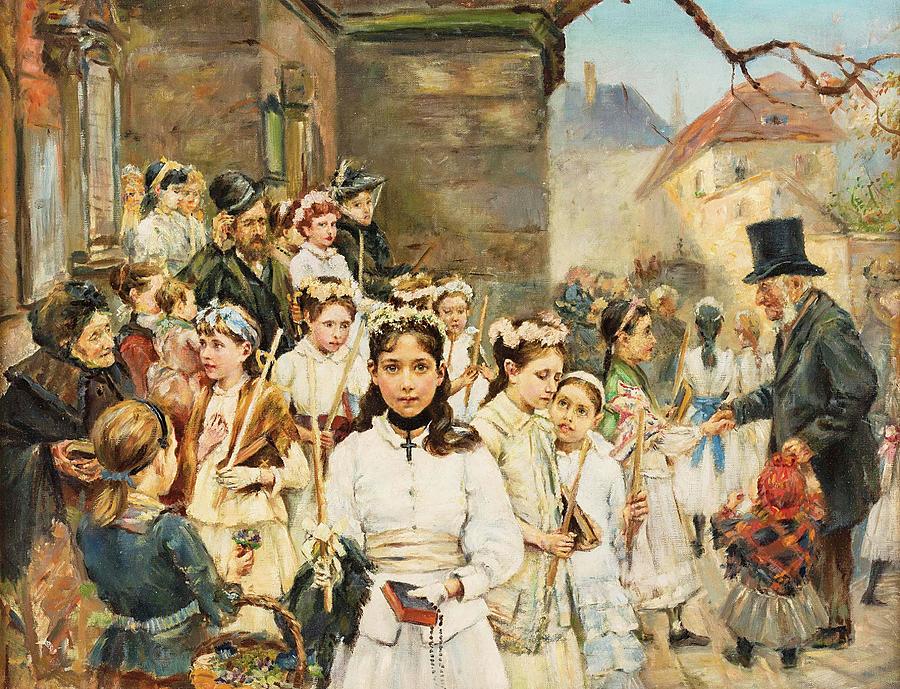 900x689 After The First Communion Painting By Motionage Designs - First Communion Painting