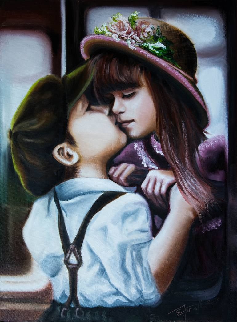 770x1046 First Kiss Painting By Elena Kraft Kiss Painting - First Kiss Painting
