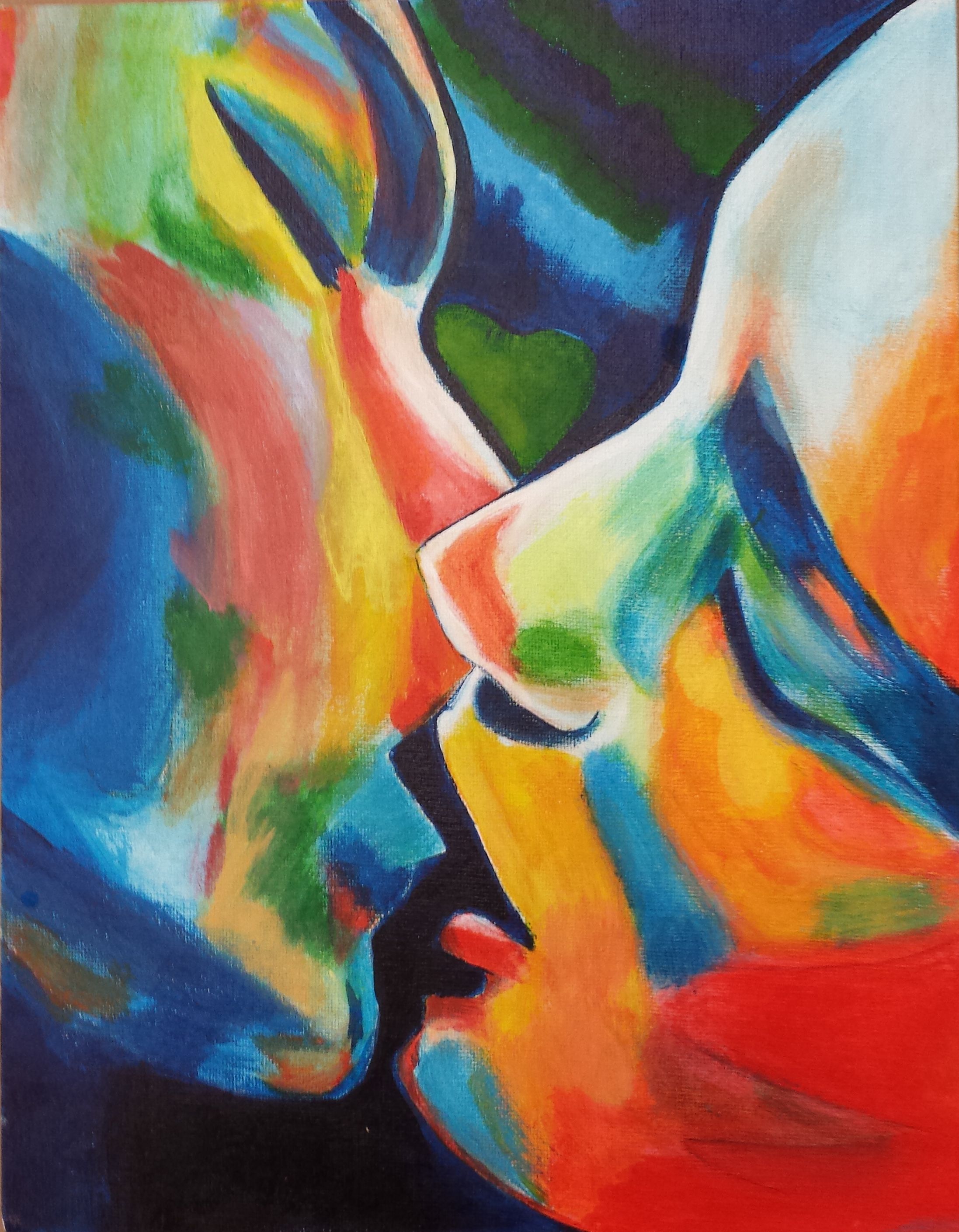 2194x2818 My Acrylic Painting, First Kiss Painting Acrylics - First Kiss Painting