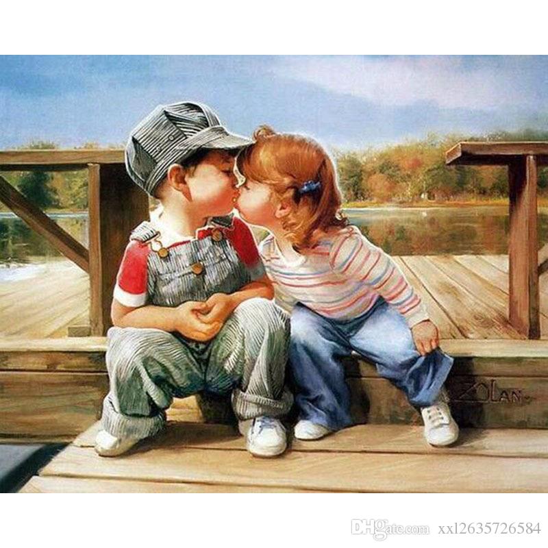 800x800 2018 First Kiss Diy Digital Painting By Numbers Kits Drawing - First Kiss Painting