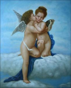 244x300 Quality Hand Painted Oil Painting Repro Bouguereau The First Kiss - First Kiss Painting