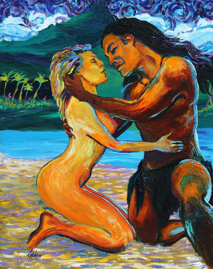 714x900 The First Kiss Painting By Karon Melillo Devega - First Kiss Painting