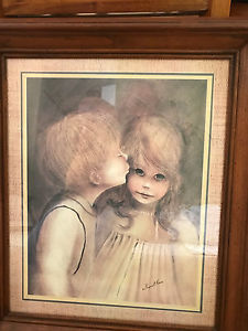 225x300 Vintage Margaret Kane Keane Big Eyes A Little Kiss First Kiss - First Kiss Painting