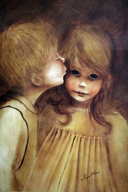 250x375 Vintage Margaret Kane First Kiss Framed Print Eci Stores - First Kiss Painting