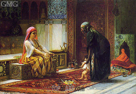 463x320 Mother And Child (The First Steps) Frederick Arthur Bridgman - First Steps Painting