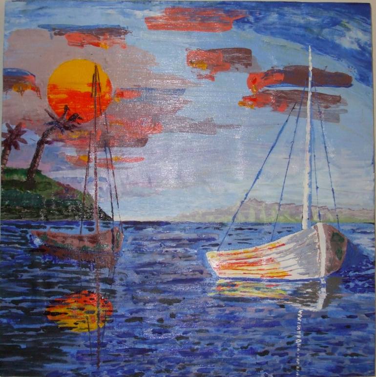 770x772 Saatchi Art Florida White Boat - Fischer Painting