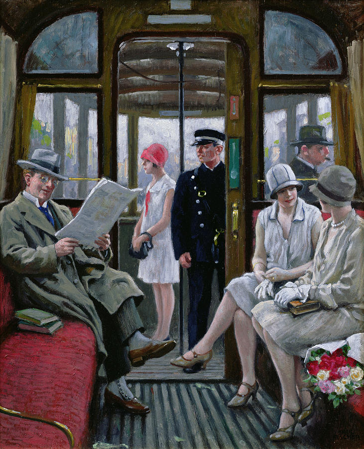 731x900 Copenhagen Tram Painting By Paul Fischer - Fischer Painting