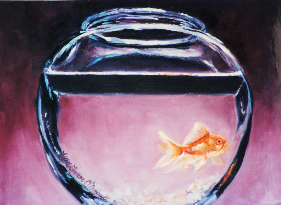 900x656 The Fish Bowl Painting By Ellen Lerner Odonnell - Fish Bowl Painting