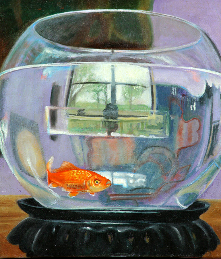 770x900 Detail Fish Bowl Of Fishing Painting By Anne Cameron Cutri - Fish Bowl Painting
