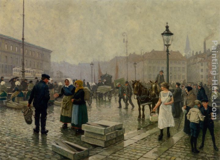 720x524 Paul Gustave Fischer The Fish Market - Fish Market Painting