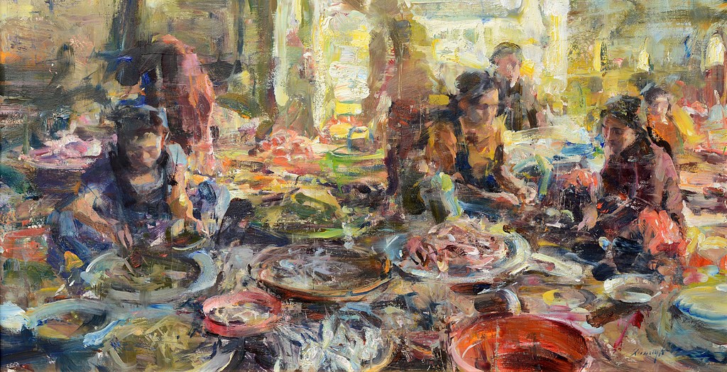 1024x524 Quang Ho Fish Market Chaos (2014) Artsy - Fish Market Painting