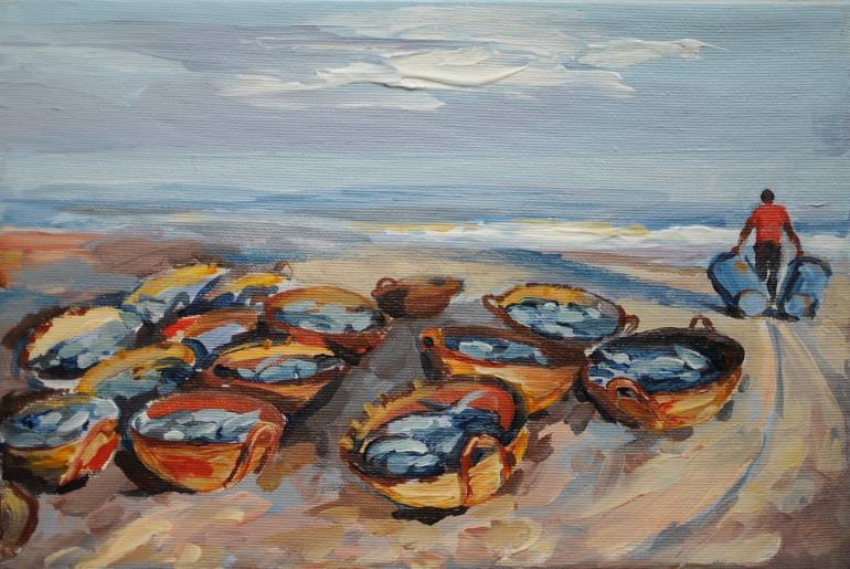 770x515 Saatchi Art Sunrise - Fish Market Painting