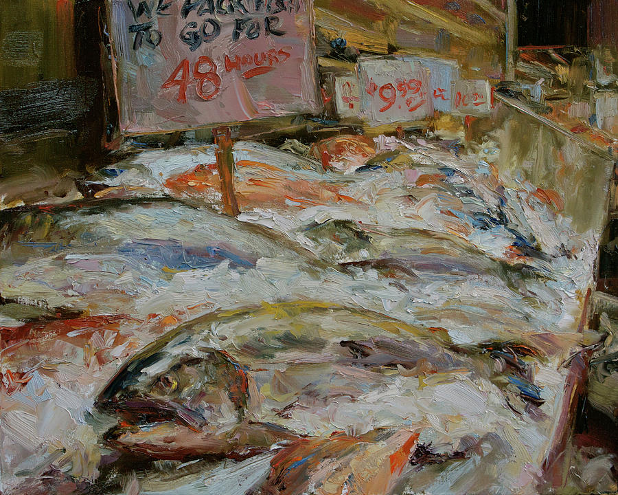 900x720 The Fish Market Painting By James Swanson - Fish Market Painting