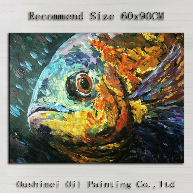 640x640 Free Shipping High Quality Abstract Animal Fish Oil Painting - Fish Oil Painting