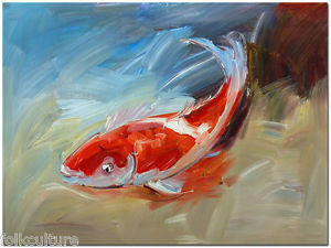 300x225 Hand Painted Koi Fish Oil Painting On Canvas - Fish Oil Painting
