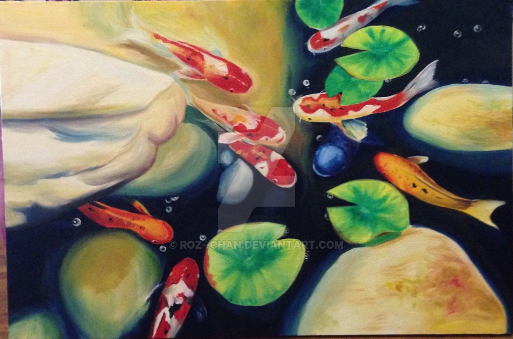 1024x676 Koi Fish Oil Painting Completed! By Roz Chan - Fish Oil Painting