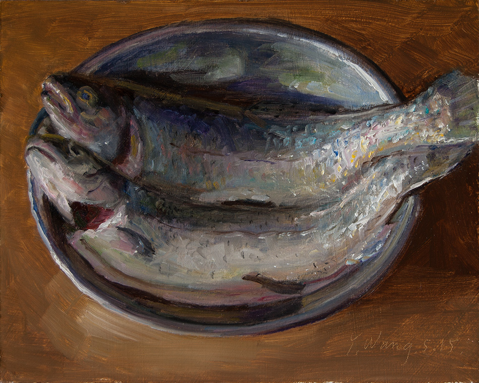 950x760 Wang Fine Art Fish Oil Painting Original Still Life Daily - Fish Oil Painting