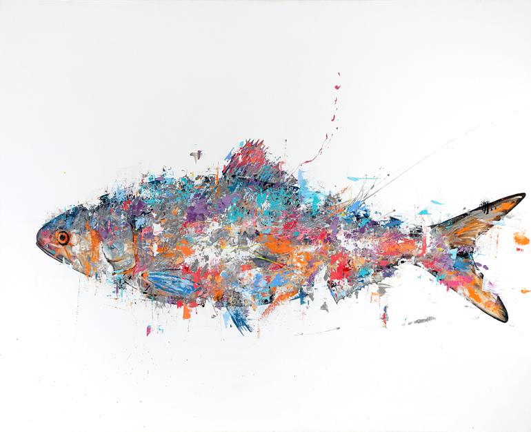 770x626 Saatchi Art Fish Sold (Usa) Painting By Dejan Bozinovski - Fish Painting