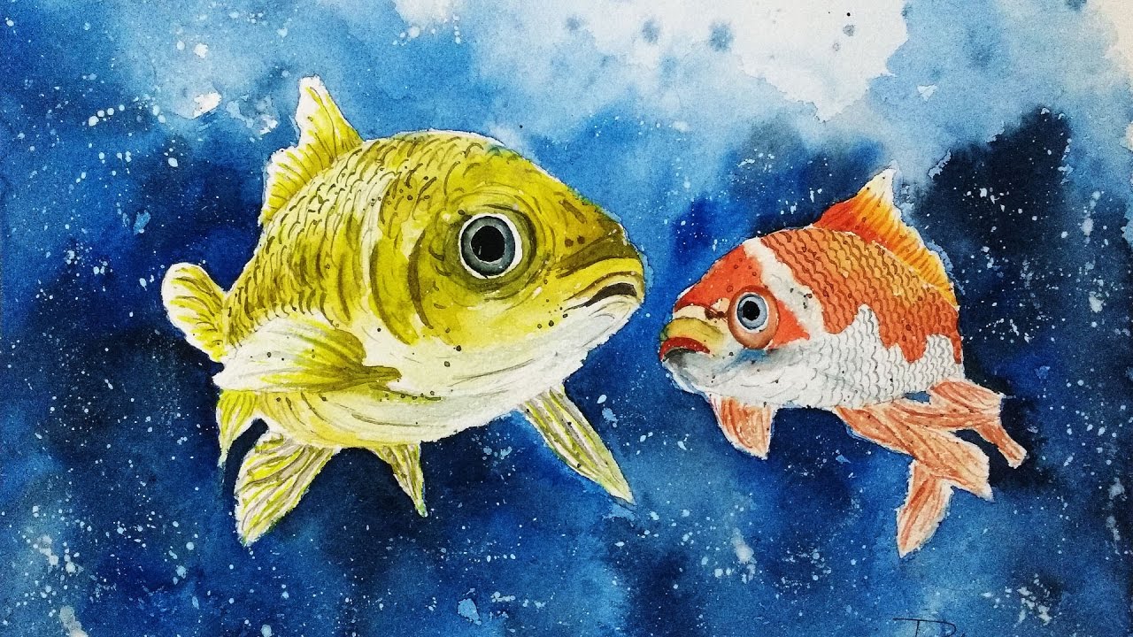 1280x720 Watercolor Painting Tutorial - Fish Painting