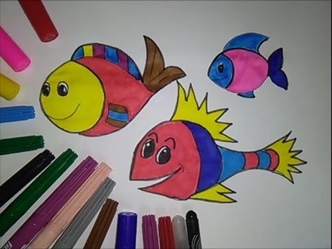 480x360 Fish Coloring Pages Animals Kids Learn Colors Paint Videos - Fish Painting For Kids