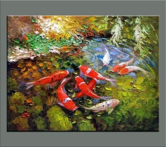 550x486 Koi Fish Paintings Canvas Modern Handmade Fish Painting - Fish Painting On Canvas
