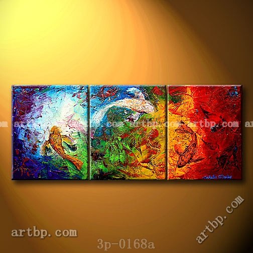 504x504 Koi In The Reflections Fish Oil Painting On Canvas Art Canvas Set - Fish Painting On Canvas