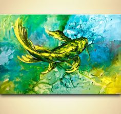 236x224 Modern Koi Fish Painting On Canvas Orange Koi Fish By Osnatfineart - Fish Painting On Canvas