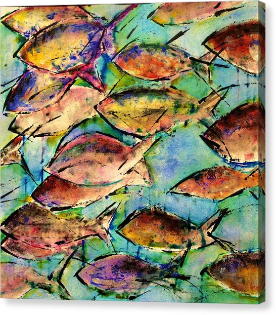 546x622 School Of Fish Painting By Agnes Trachet - Fish Painting On Canvas