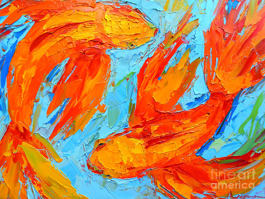 900x676 Two Orange Koi Fish - Fish Painting On Canvas