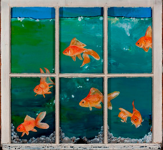 570x525 Items Similar To Fish Tank - Fish Tank Painting