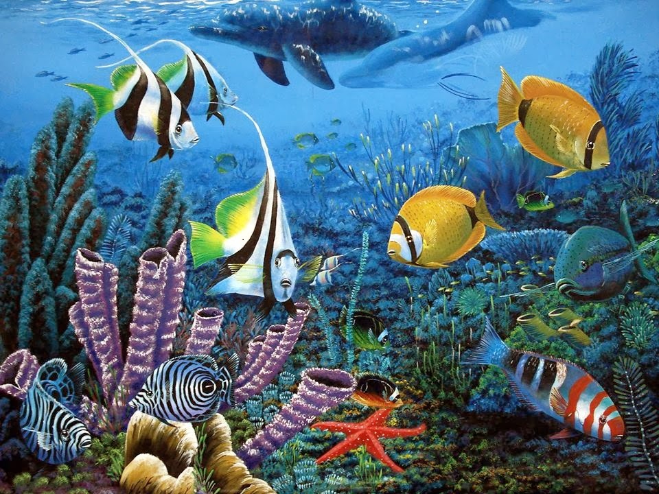 960x720 Acrylic On Canvas By Artist Unnikrishnan Amazing Fish Tank Art - Fish Tank Painting