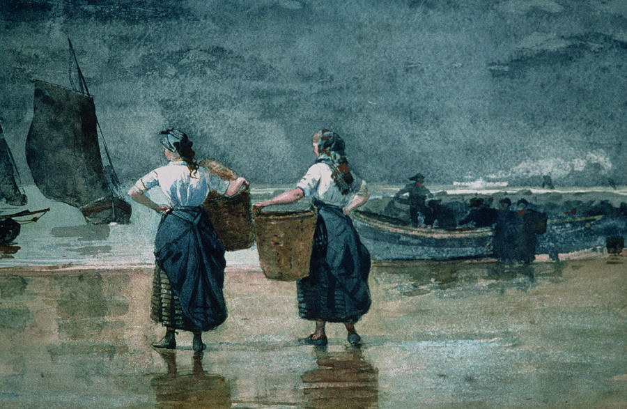 900x587 Fisher Girls By The Sea Painting By Winslow Homer - Fisher Painting