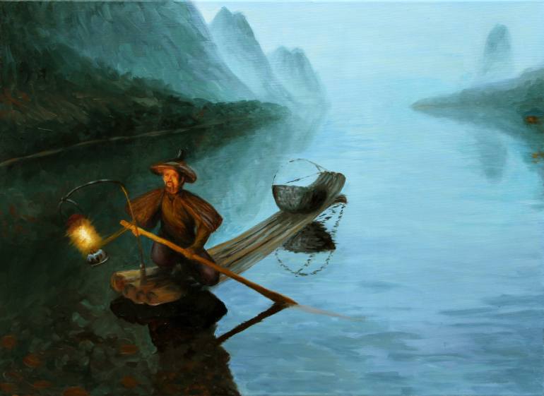 770x561 Saatchi Art Fisher Painting By Yuliya Melnikova - Fisher Painting