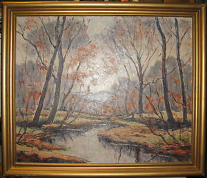 300x258 William Fisher Vintage Impressionist Maine Landscape Listed - Fisher Painting