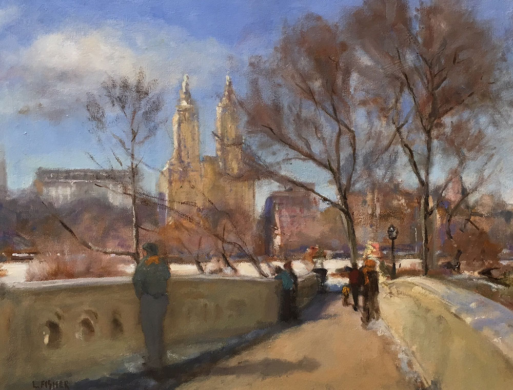1000x761 Winter In Central Park By Lois Fisher - Fisher Painting