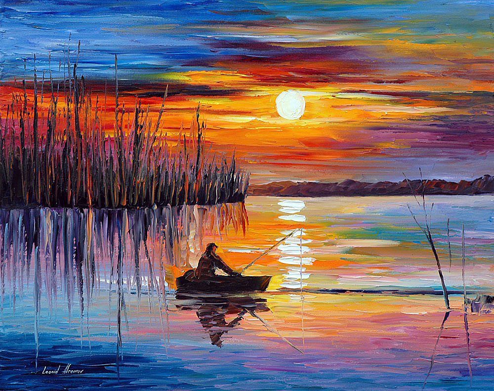 1000x792 Patience Of The Fisherman Palette Knife Oil Painting On Canvas - Fisherman Painting