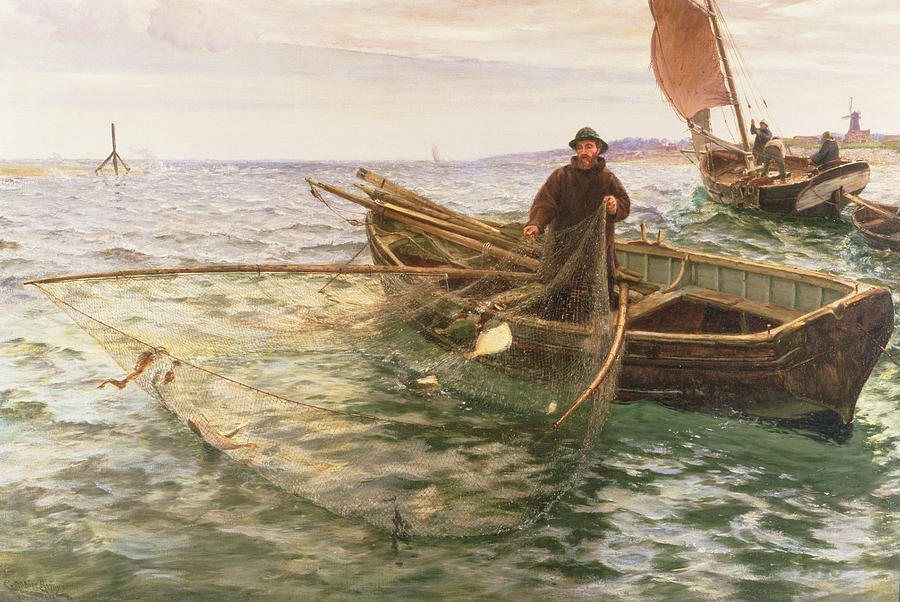 900x602 The Fisherman Painting By Charles Napier Hemy - Fisherman Painting