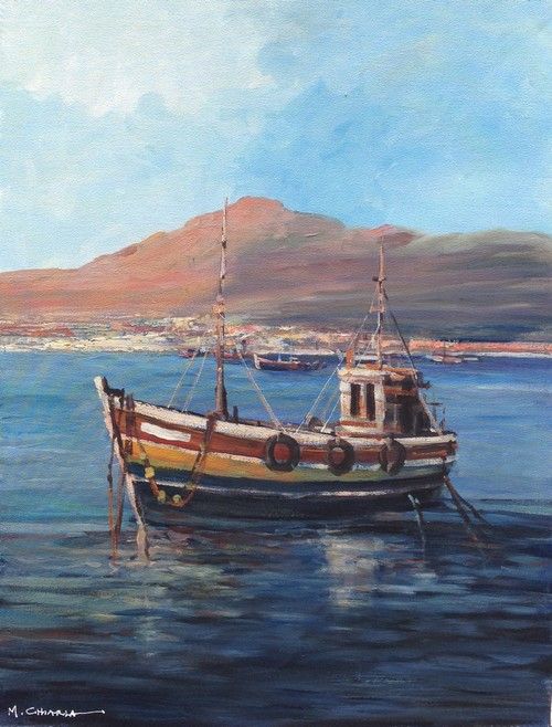 500x658 Mauro Chiarla - Fishing Boat Painting