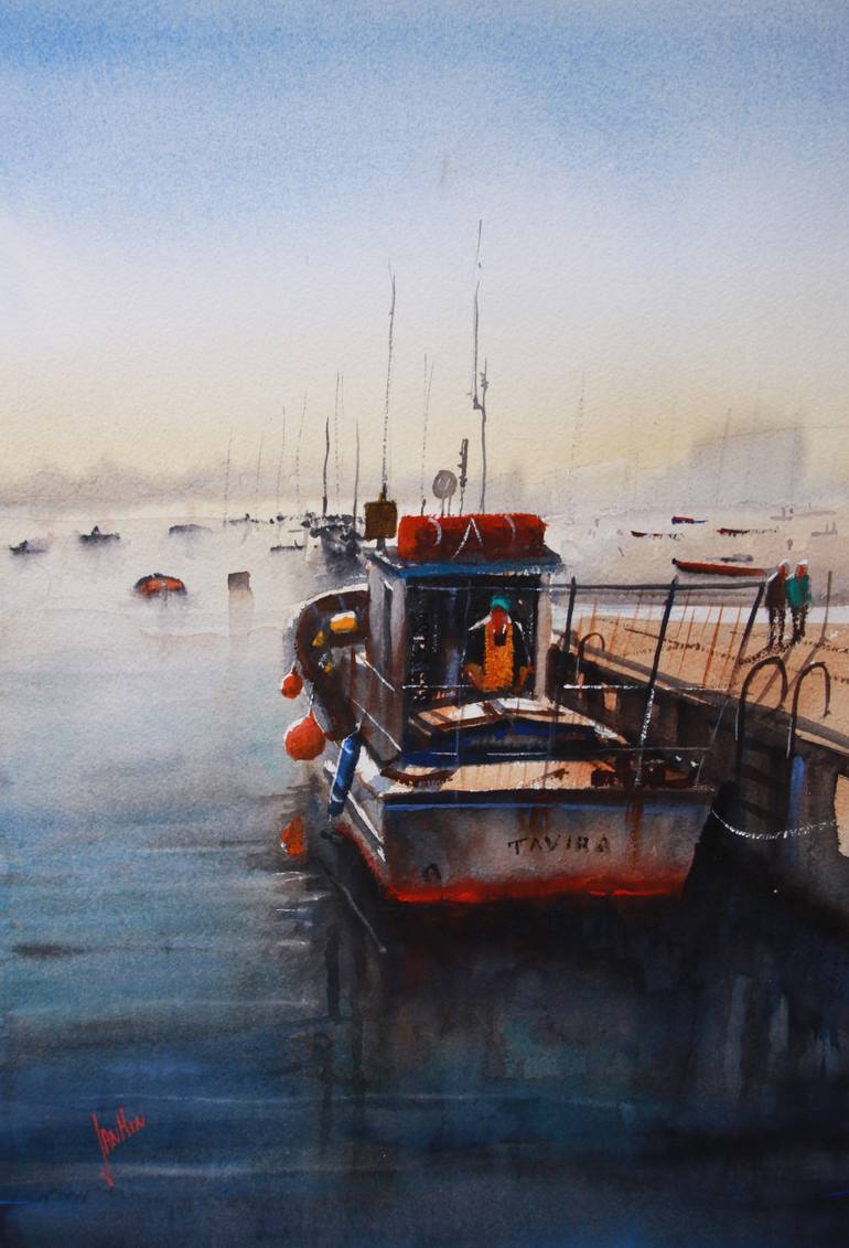 770x1131 Saatchi Art Fishing Boat Painting By Jan Min - Fishing Boat Painting