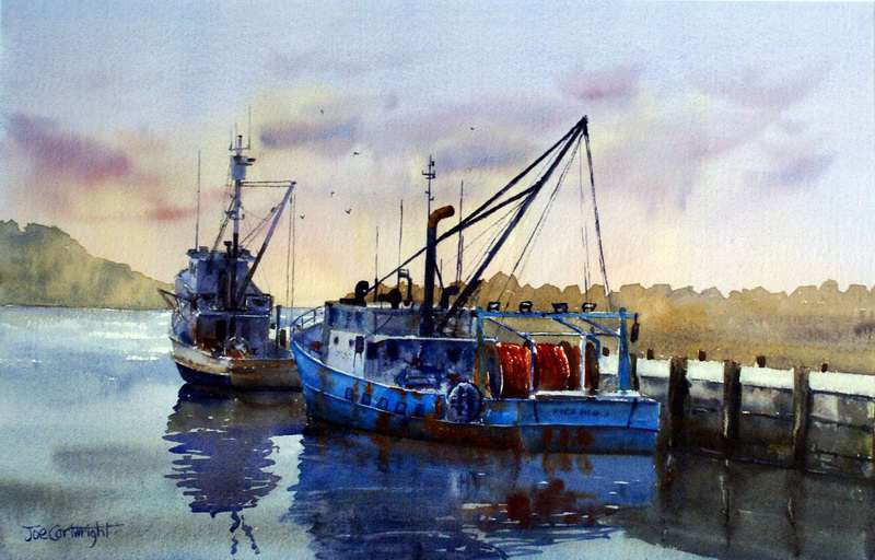 800x512 Watercolor Paintings Boats And The Sea Gallery Seascapes - Fishing Boat Painting