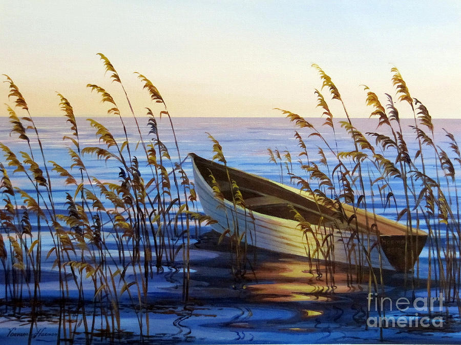 900x675 Fishing Boat Painting By Varvara Harmon - Fishing Boat Painting