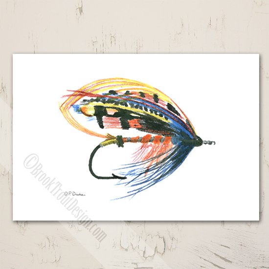 550x550 Salmon Lure Art Fly Fishing Greeting Cards (10 Pk) - Fishing Lure Painting
