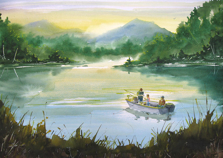 900x636 Fishing With Grandpa Painting By Sean Seal - Fishing Painting