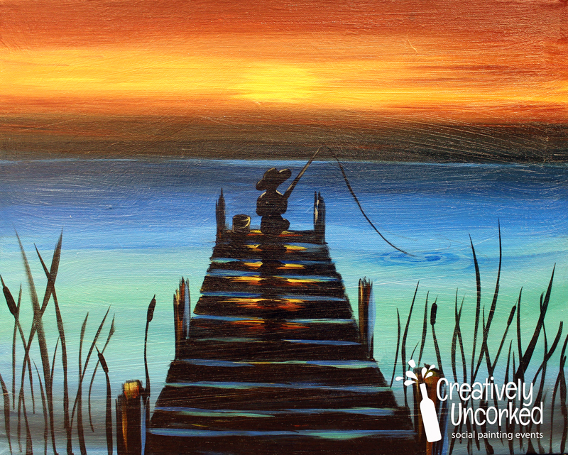 800x641 Fishing In The Dark 7102018 Wf - Fishing Painting